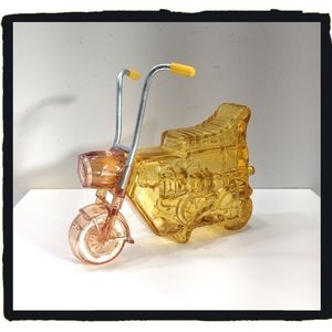 Vintage (circa 1975) Avon ☠️ Mini Bike ☠️ Glass Decanter (empty) - 6" L x 5" T